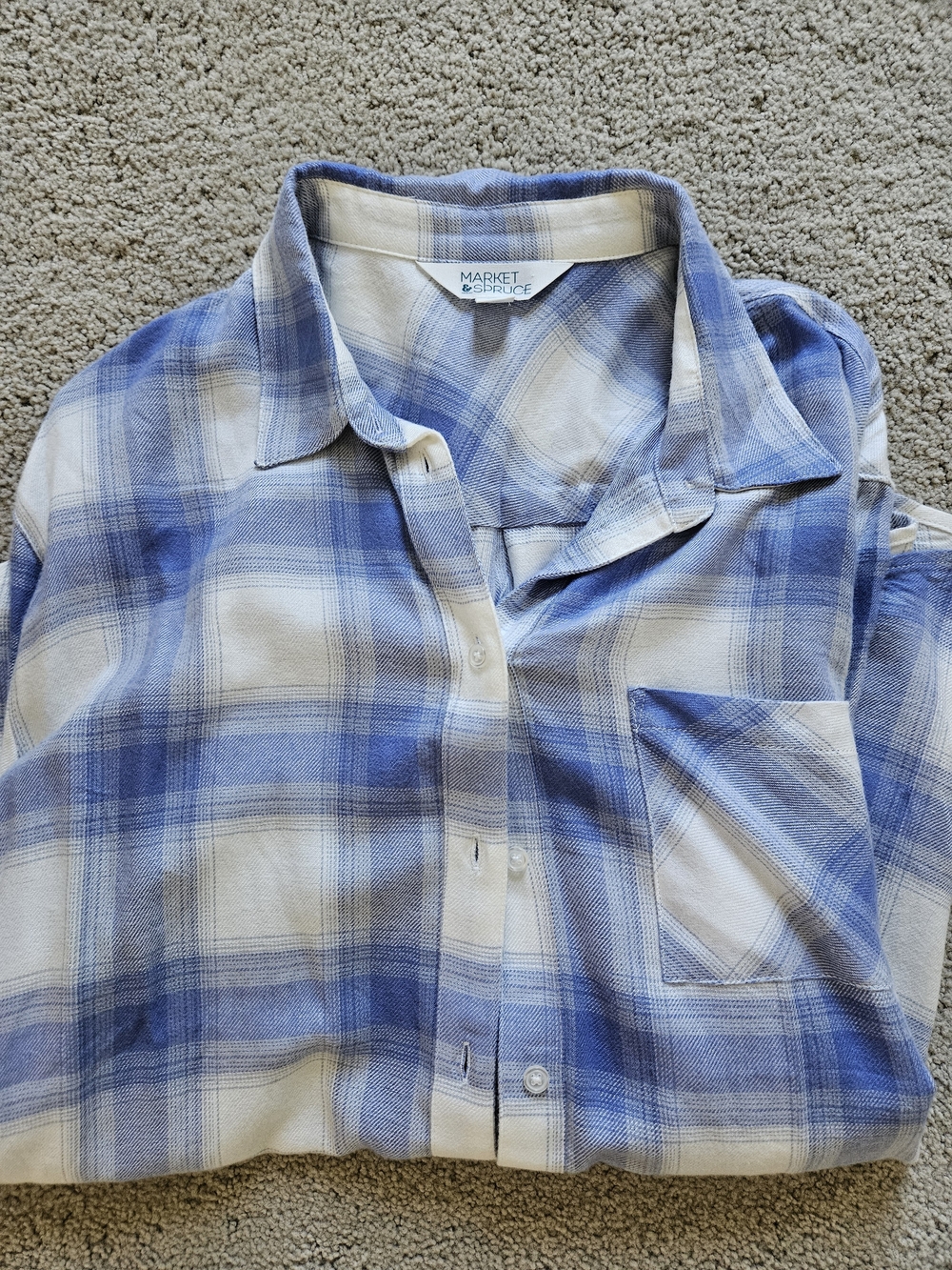 Market & Spruce Blue Plaid Button-Up Shirt
